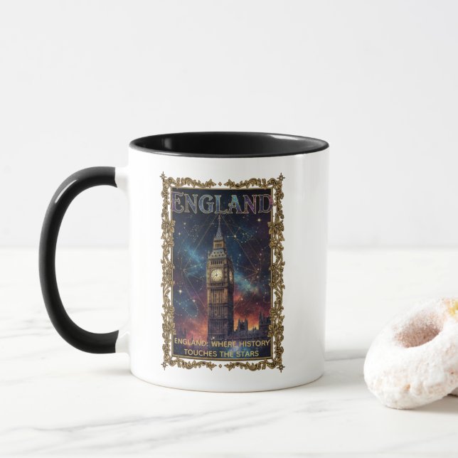 Mug Cosmic England Big Ben Celestial Art (Avec donut)
