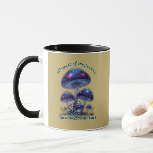 Mug Cosmic Galaxy Mushrooms • Whimsical Fantasy Fungi  (Avec donut)
