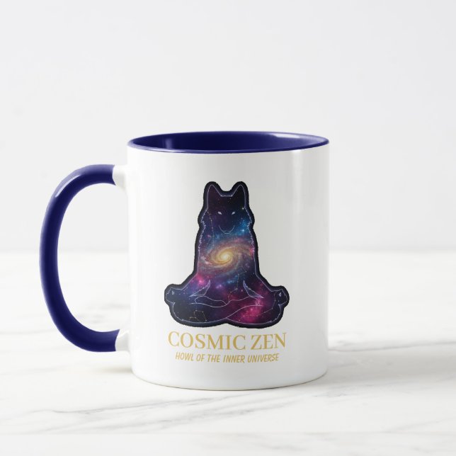 Mug Cosmic Zen Wolf – Meditating Galaxy Spirit Animal  (Gauche)