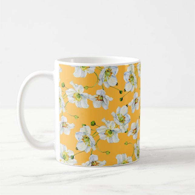 Mug Cosmos fleurs aquarelle illustration motif (Gauche)