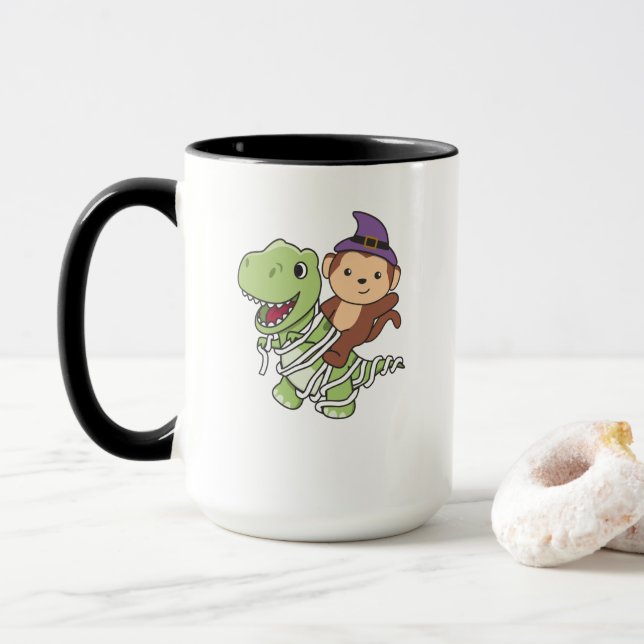 Mug Costume de maman T-rex Halloween heureux singe (Avec donut)