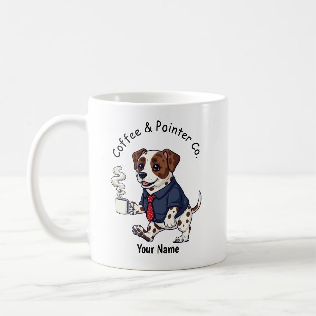 Mug Costume de travail drôle pour chien Pointer Café  (Gauche)