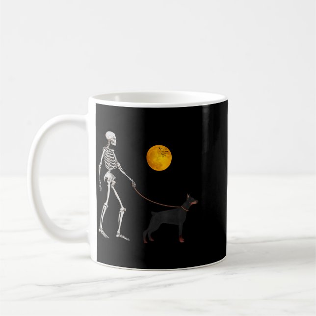 Mug Costume d'Halloween Chien Doberman Squelette March (Gauche)