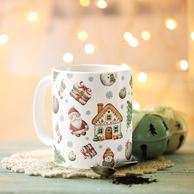 Mug Cosy Christmas Tree Gingerbread Maison Santa Claus (Cozy Christmas Tree Gingerbread House Santa Claus Coffee Mug)