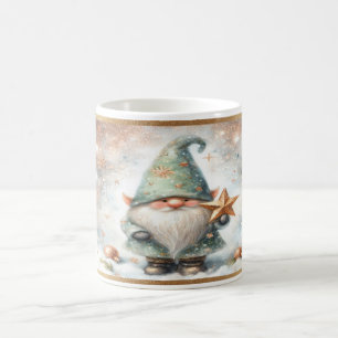 Mug Cosy Christmas Winter Gnome Gold Snowflakes