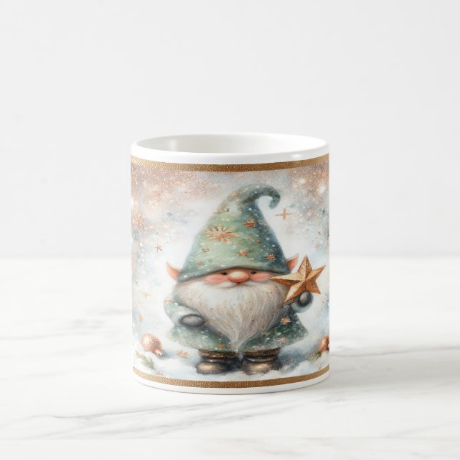 Mug Cosy Christmas Winter Gnome Gold Snowflakes (Centre)