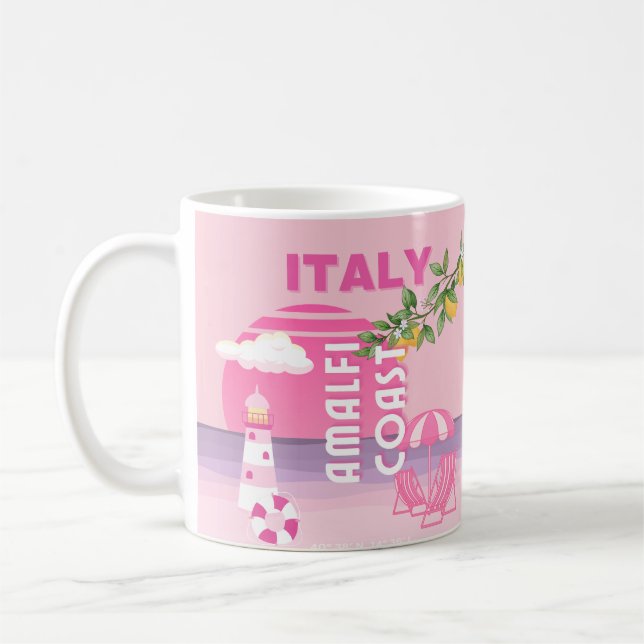 Mug Côte d'Amalfi, Voyage à Preppy, Rose (Gauche)