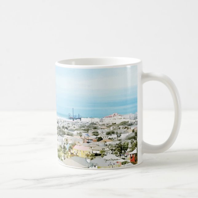 Mug Côte de Galveston, plage et vue sur la ville (Droite)