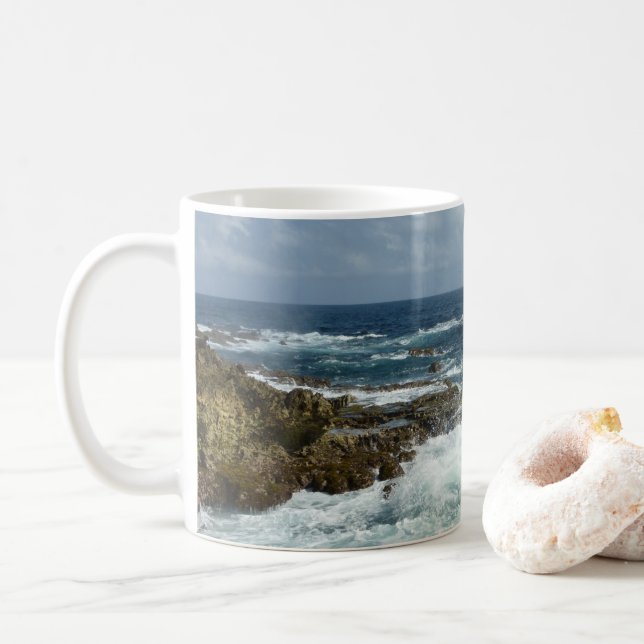 Mug Côte rocheuse d'Aruba et océan bleu (Avec donut)
