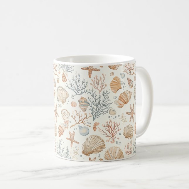 Mug Côtière rustique - Coquillages, Starfish, Reef (32 (Devant droit)
