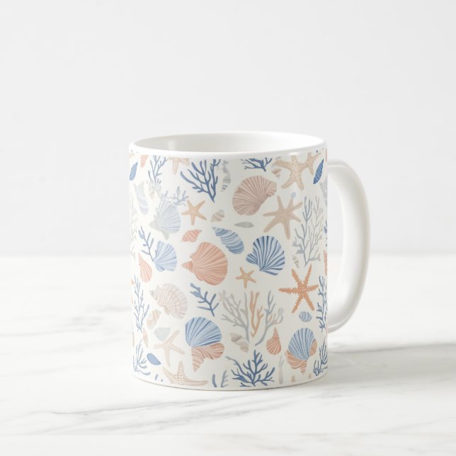 Mug Côtière rustique - Coquillages, Starfish, Reef (34 (Devant droit)