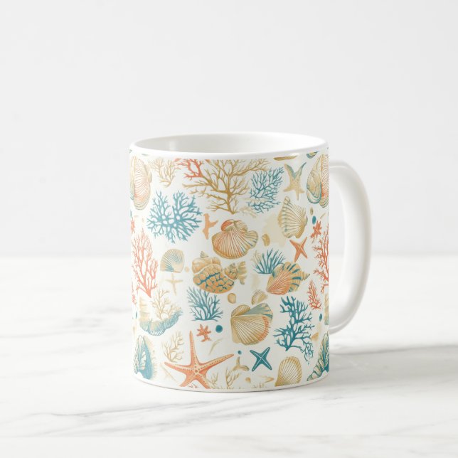 Mug Côtière rustique - Coquillages, Starfish, Reef (9) (Devant droit)