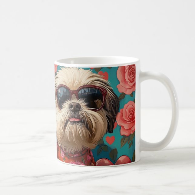 Mug Coton De Tulear avec des roses du cœur pour la Sai (Droite)