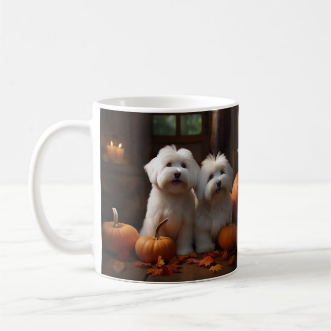 Mug Coton De Tulear Chiot Automne Citrouille délice (Gauche)