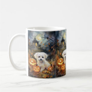 Mug Coton De Tulear Halloween avec citrouilles effraya