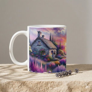 Mug Cottage au coucher de soleil pastel Jardin au bord