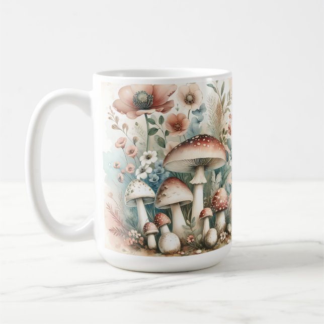 Mug Cottage | Champignons et fleurs vintages (Gauche)
