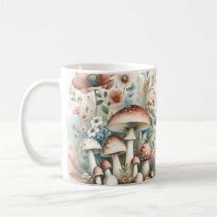 Mug Cottage   Champignons et fleurs vintages