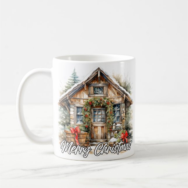 Mug Cottage de campagne Joyeuses Fêtes d'hiver (Gauche)