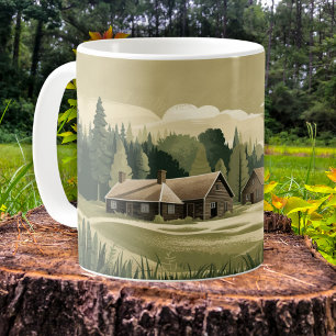 Mug Cottagecore campagne chalets, fermes, prairies
