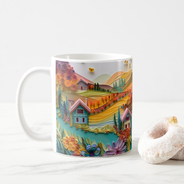 Mug Cottages de montagne imprimés en 3D (Avec donut)