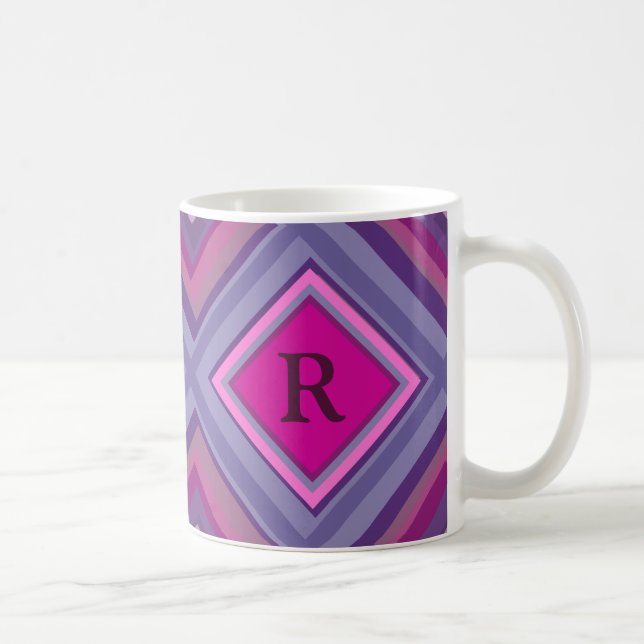 Mug Couche de Motif de diamant rose violet initial Mon (Droite)