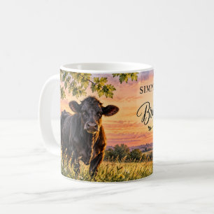 Mug Coucher de soleil à la campagne avec vache noire