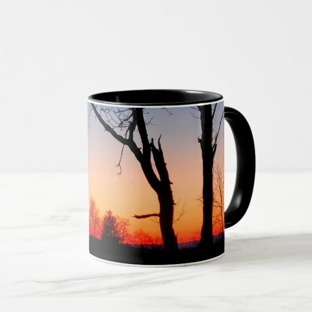 Mug Coucher de soleil à travers les arbres (Devant droit)