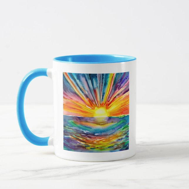 Mug Coucher de soleil aquarelle sur l'eau (Gauche)