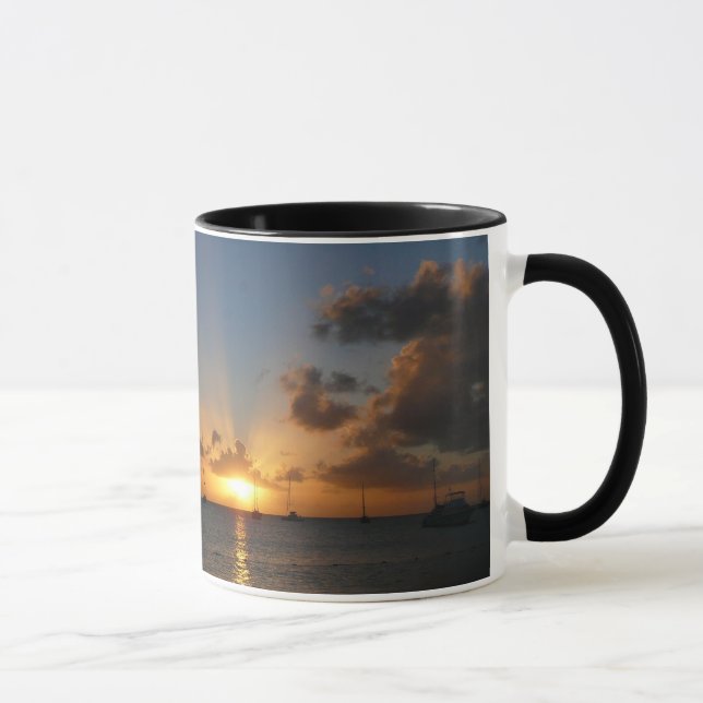 Mug Coucher de soleil avec voiliers Paysage tropical P (Droite)