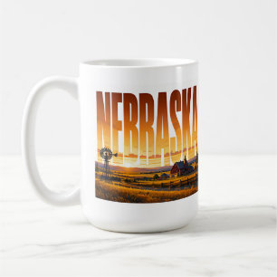 Mug Coucher de soleil dans la prairie dorée du Nebrask