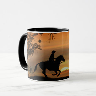 Mug Coucher de soleil de cowboy et de cheval