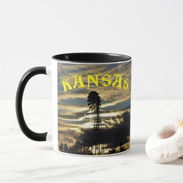 Mug Coucher de soleil de Kansas avec Musique à café mo (Avec donut)