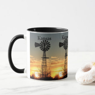 Mug Coucher de soleil de moulin à vent du Kansas