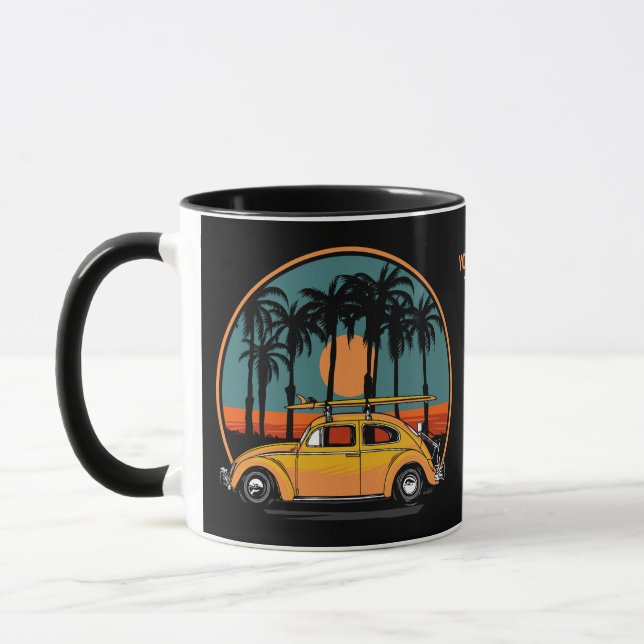 Mug Coucher de soleil de surfeur Tropical de texte per (Gauche)