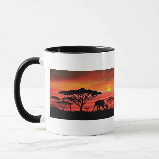 Mug Coucher de soleil des éléphants africains (Gauche)