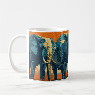 Mug Coucher de soleil des éléphants vintage