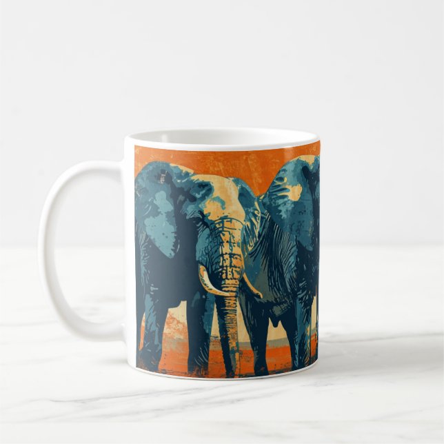 Mug Coucher de soleil des éléphants vintage (Gauche)