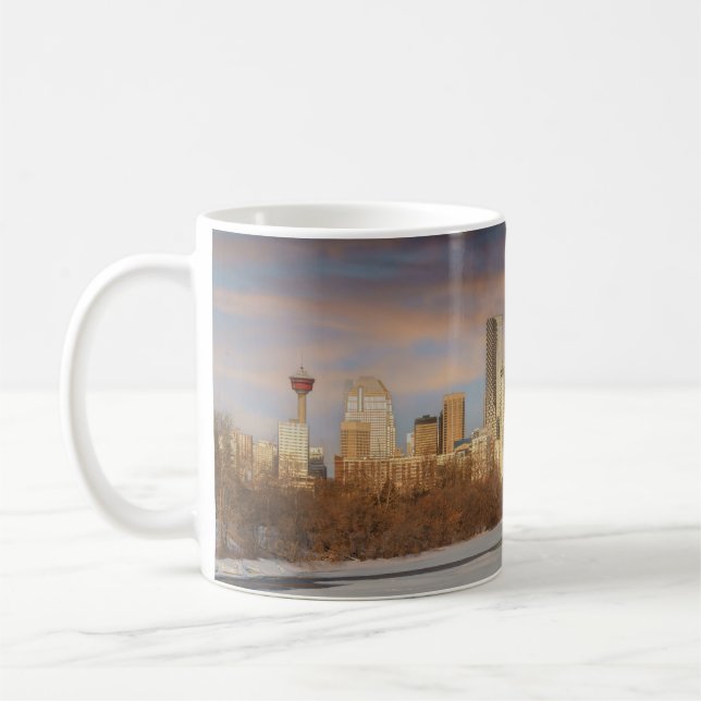 Mug Coucher De Soleil D'Hiver À Calgary Skyline (Gauche)