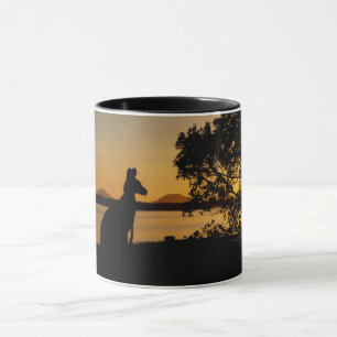 Mug Coucher de soleil en kangourou noir et or