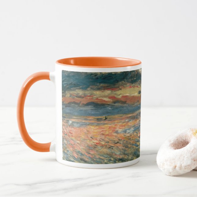 Mug Coucher de soleil en mer par Pierre Renoir, Art Vi (Avec donut)