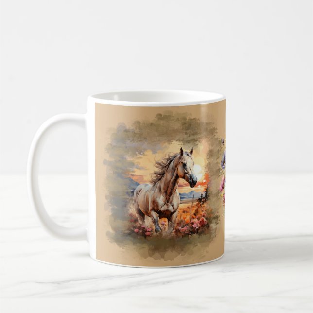 Mug Coucher de soleil Fleur sauvage de cheval à la gal (Gauche)