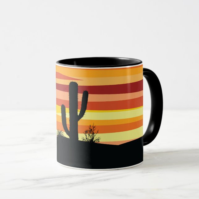 Mug Coucher de soleil géométrique dans le désert (Devant droit)
