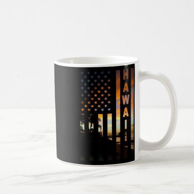 Mug Coucher de soleil Hawaï Drapeau américain Honolulu (Droite)