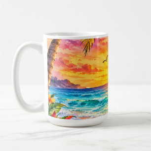 Mug Coucher de soleil paradis tropical Art de plage à