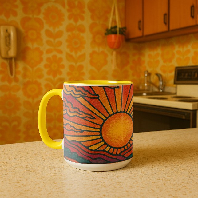 Mug Coucher de soleil psychédélique rétro (Créateur téléchargé)