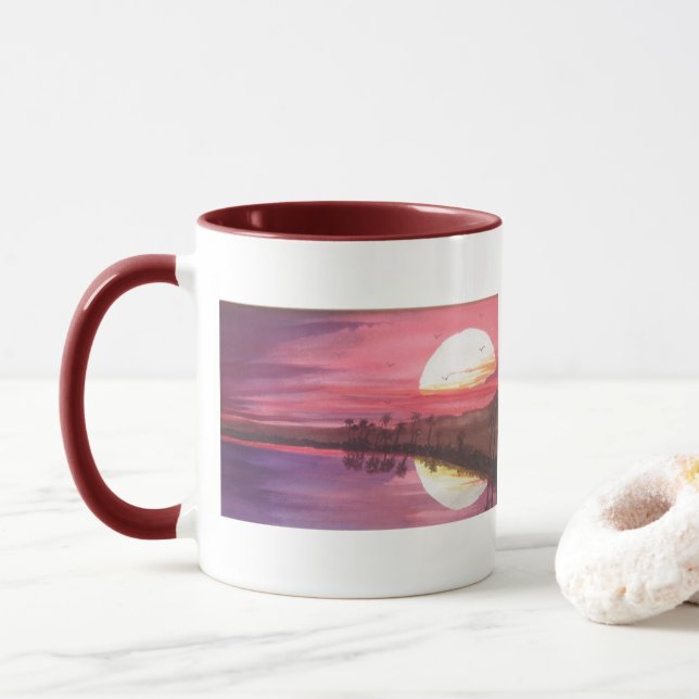 Mug Coucher de soleil réfléchi (Avec donut)