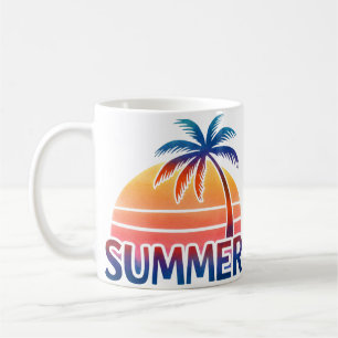 Mug Coucher de soleil rétro d'été palmier