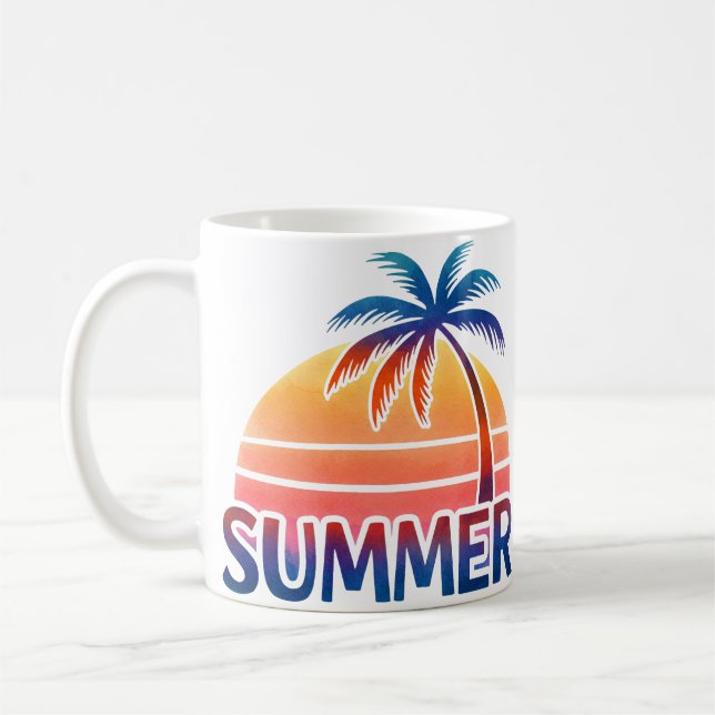 Mug Coucher de soleil rétro d'été palmier (Gauche)