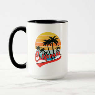 Mug Coucher De Soleil Rétro Et Palmiers De Californie